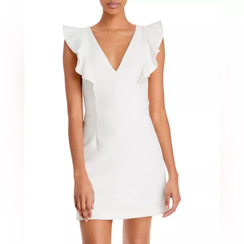 French Connection Whisper Ruffled V-Neck Mini Dress